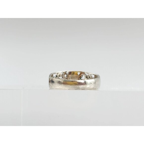 Floral Cutout Accented 925 Sterling Silver Unisex Vintage Ring - sz 9 - Picture 4 of 12